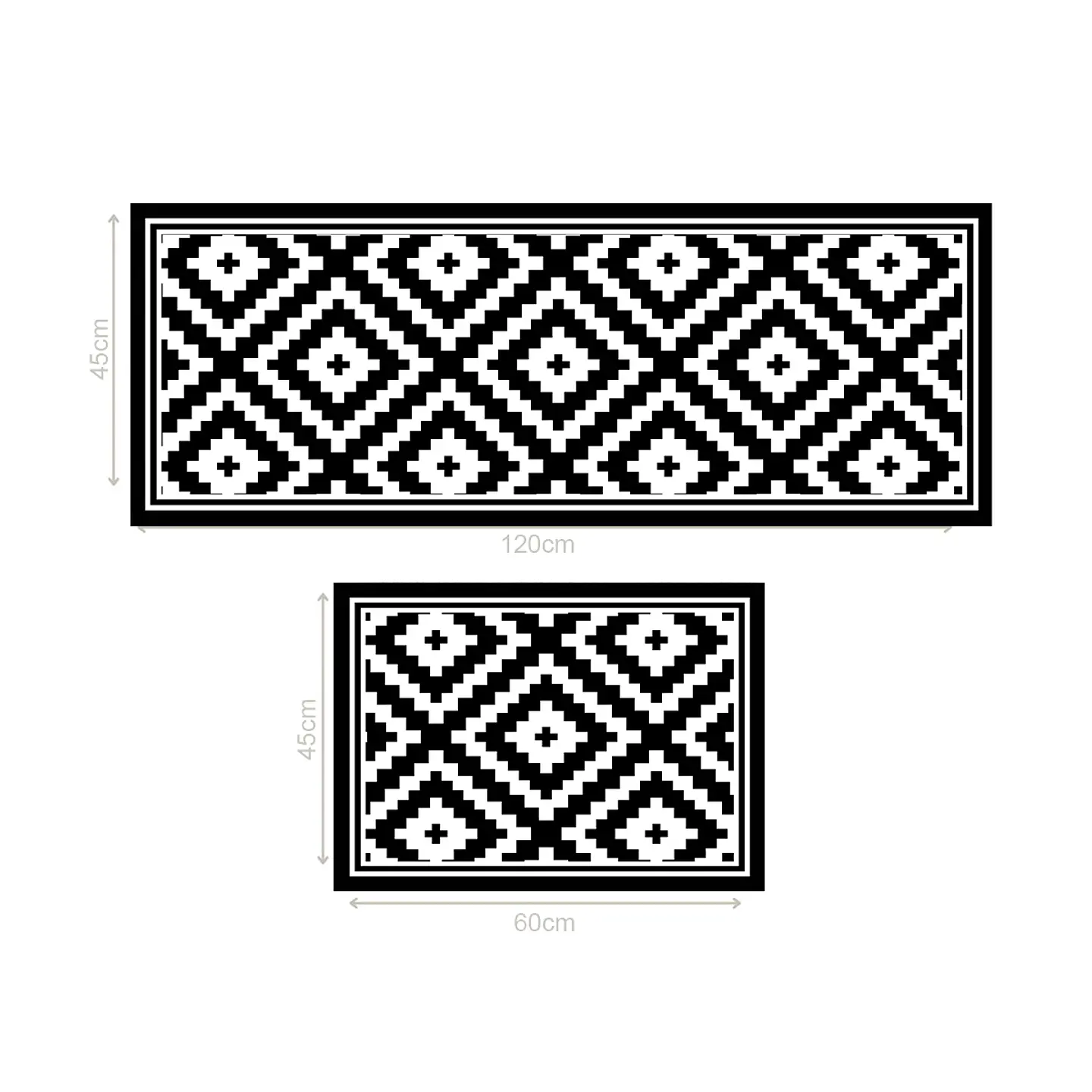 Set 2 Alfombras De Cocina Ultra Delgada Rombos Black 4