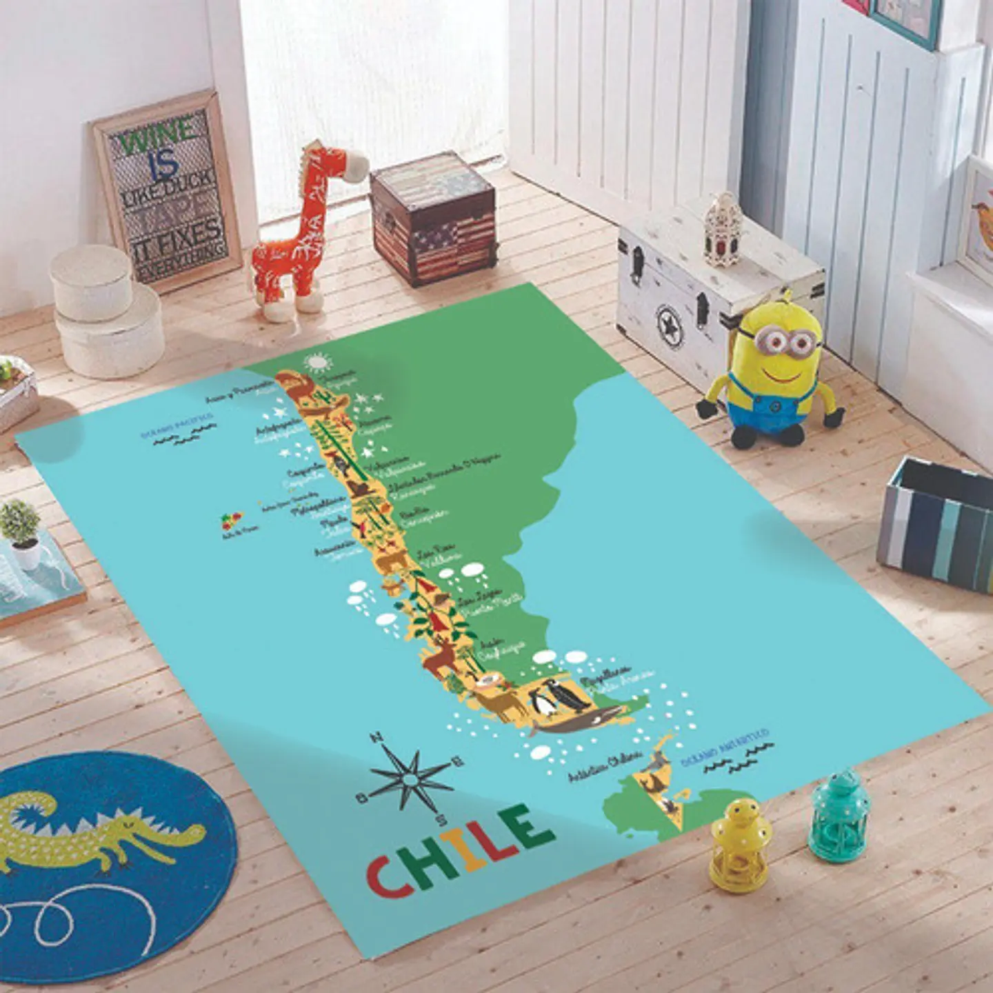 Alfombra Infantil Vinílica Mapa Chile 110 X 140 Cm 1