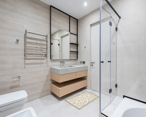 Alfombra Vinílica De Baño Davanti - Flor Hindú Arena 40x60cm