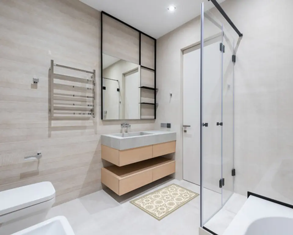 Alfombra Vinílica De Baño Davanti - Flor Hindú Arena 40x60cm 2