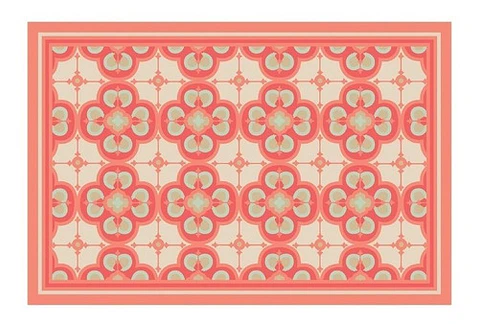 Alfombra Vinílica De Baño Davanti - Flor Árabe Coral 40x60cm