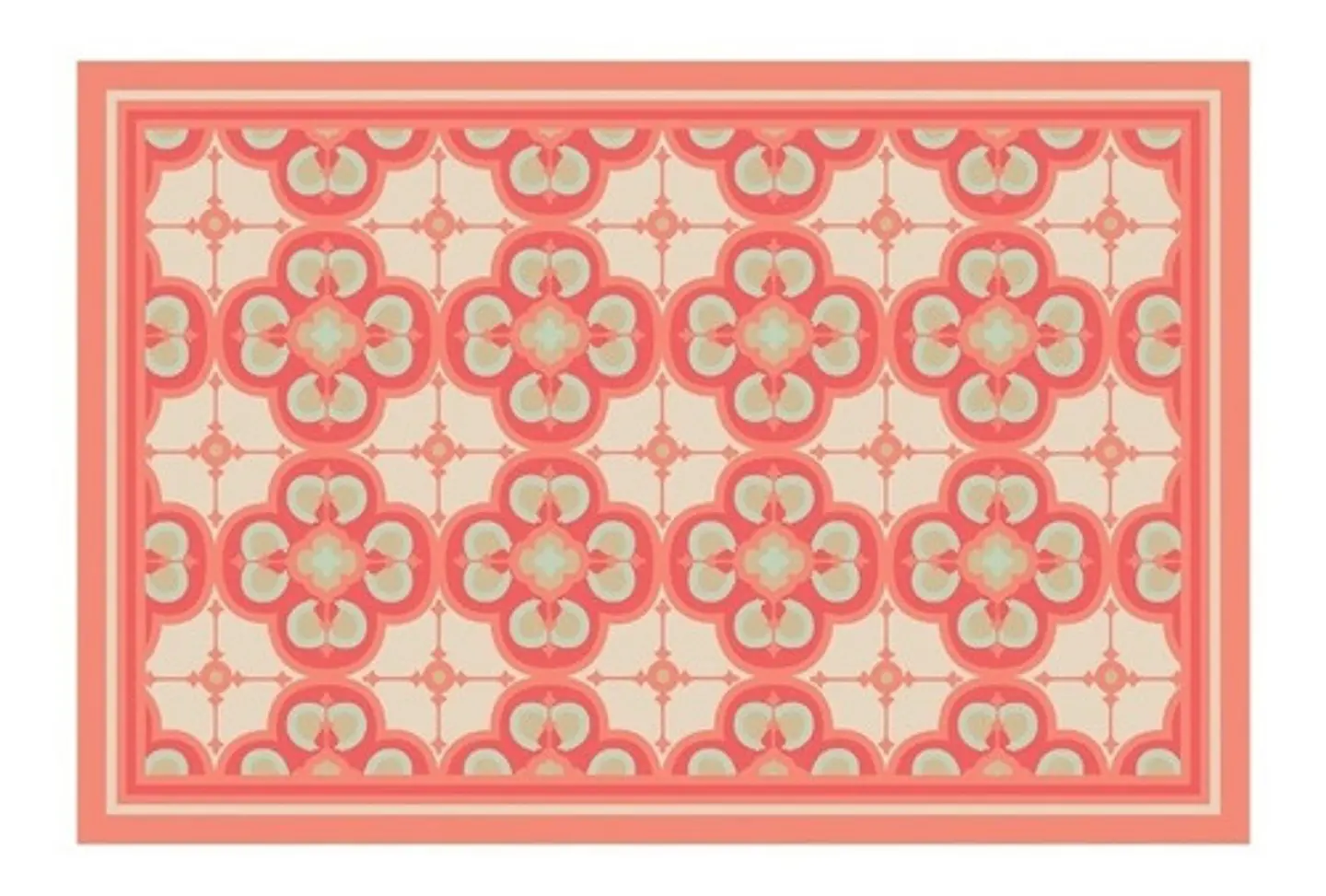 Alfombra Vinílica De Baño Davanti - Flor Árabe Coral 40x60cm 1