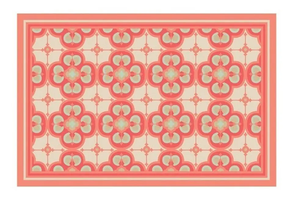 Alfombra Vinílica De Baño Davanti - Flor Árabe Coral 40x60cm 1