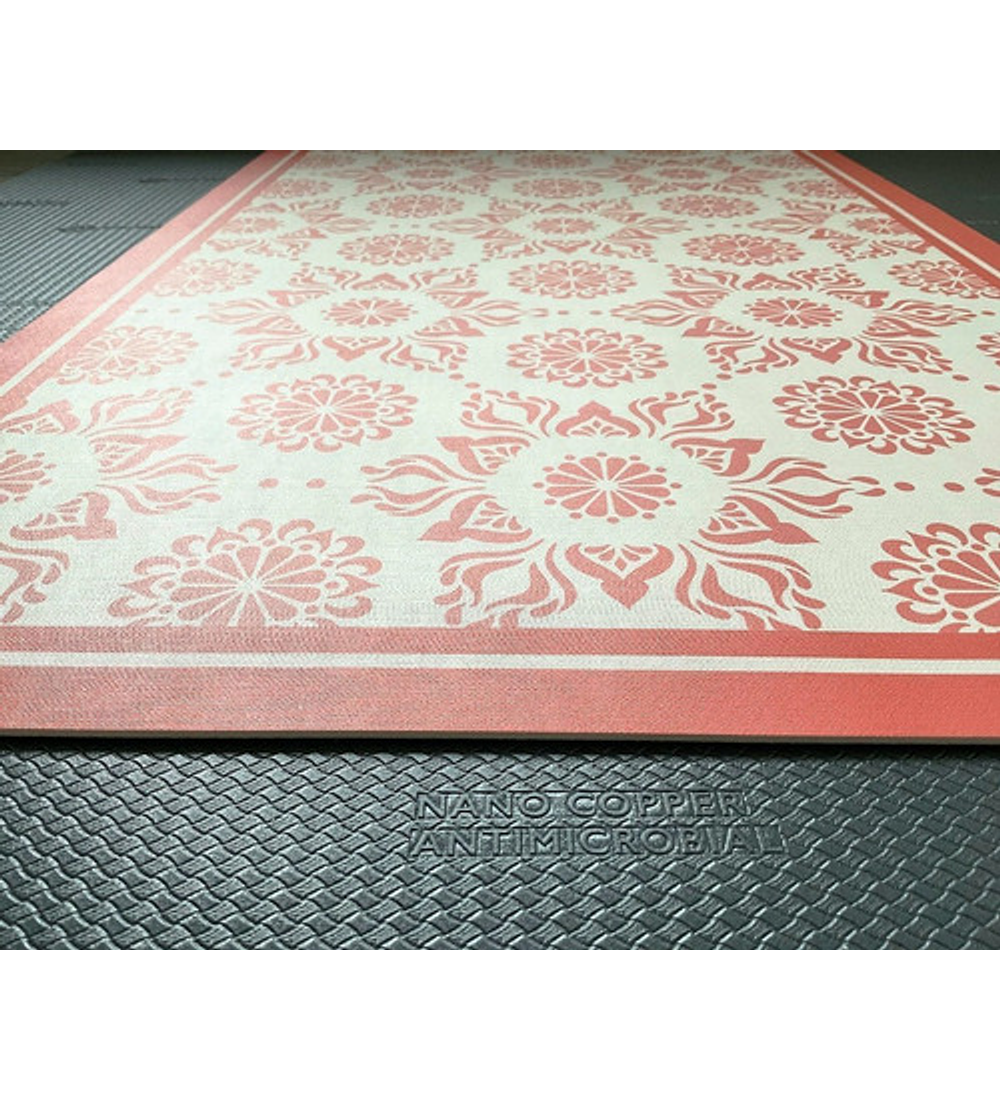 Alfombra Vinílica De Baño Davanti - Flor Hindú Coral 40x60cm