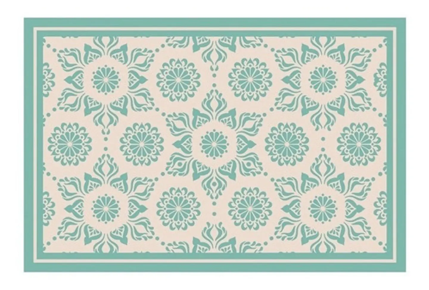 Alfombra Vinílica De Baño - Flor Hindú Turquesa 40x60 Cm 1