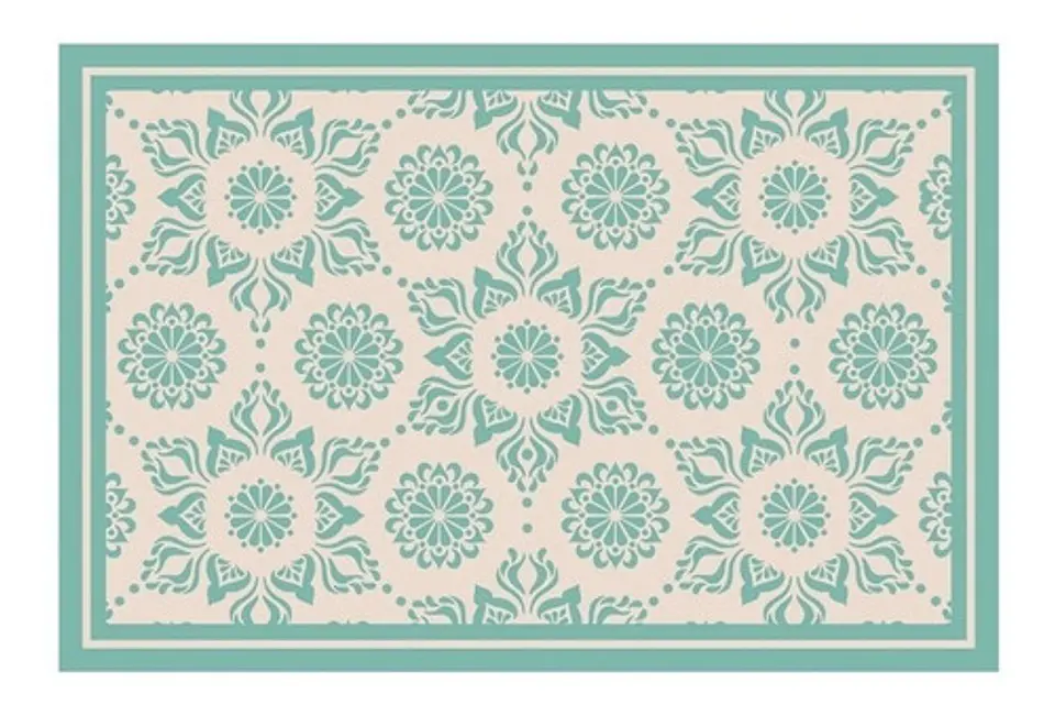 Alfombra Vinílica De Baño - Flor Hindú Turquesa 40x60 Cm 1