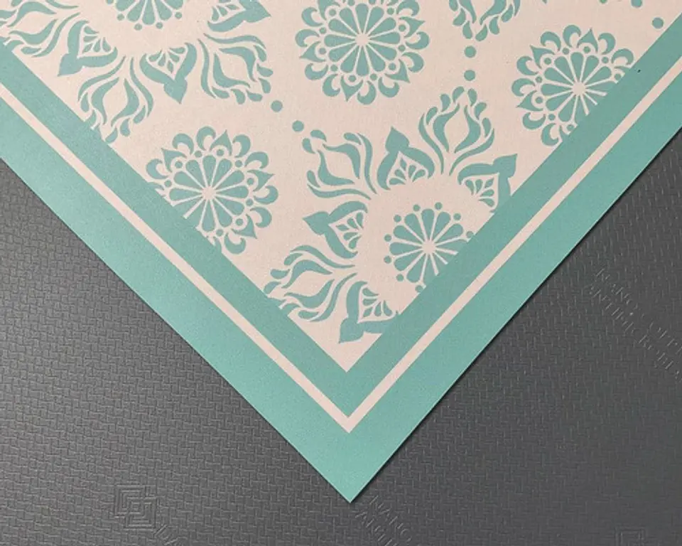 Alfombra Vinílica De Baño - Flor Hindú Turquesa 40x60 Cm 4