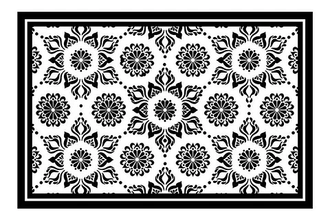 Alfombra Vinílica De Baño Davanti - Flor Hindú Negra 40x60cm