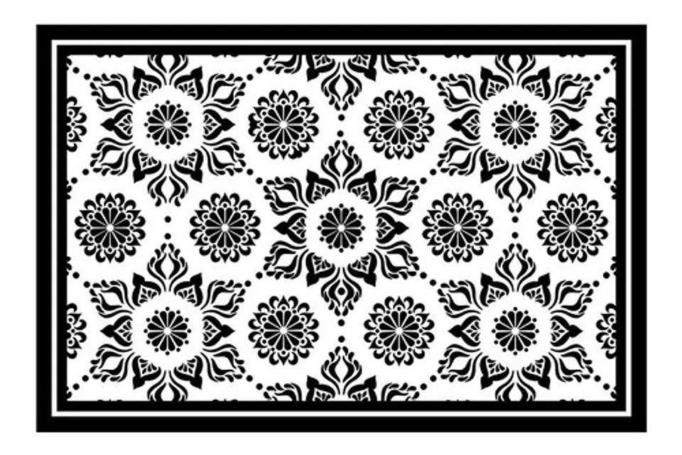 Alfombra Vinílica De Baño Davanti - Flor Hindú Negra 40x60cm 2