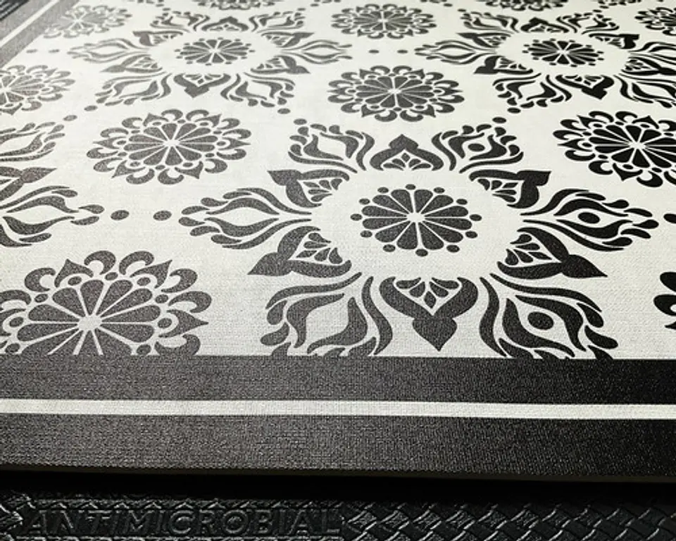 Alfombra Vinílica De Baño Davanti - Flor Hindú Negra 40x60cm 3