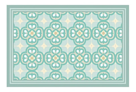 Alfombra Vinílica De Baño - Flor Árabe Turquesa 40x60cm