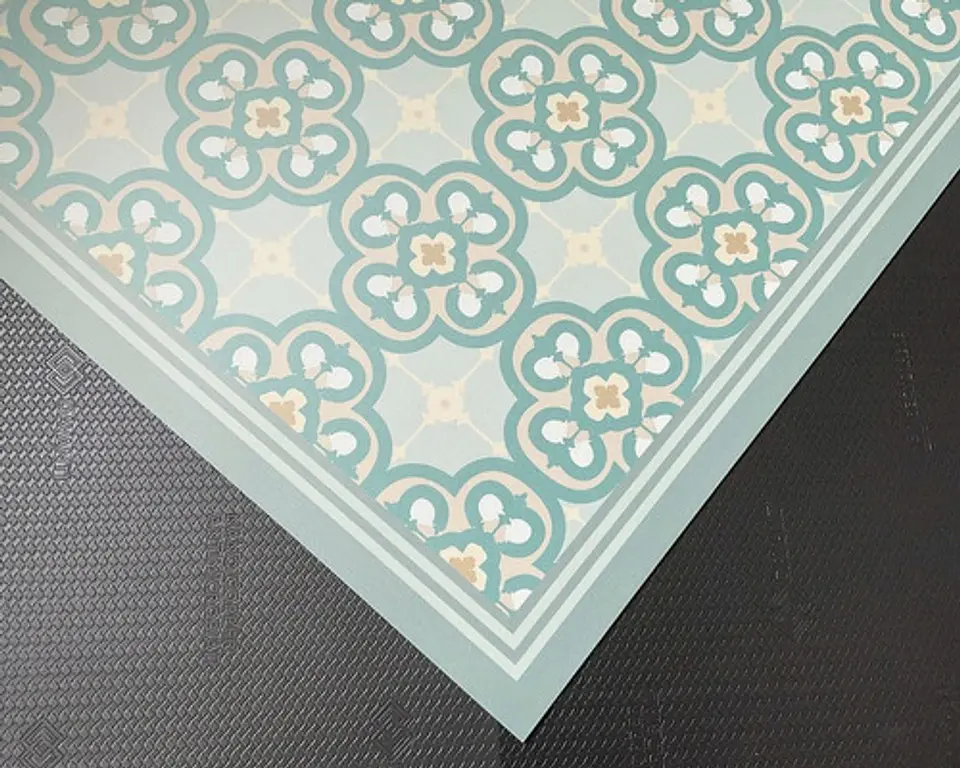 Alfombra Vinílica De Baño - Flor Árabe Turquesa 40x60cm 3