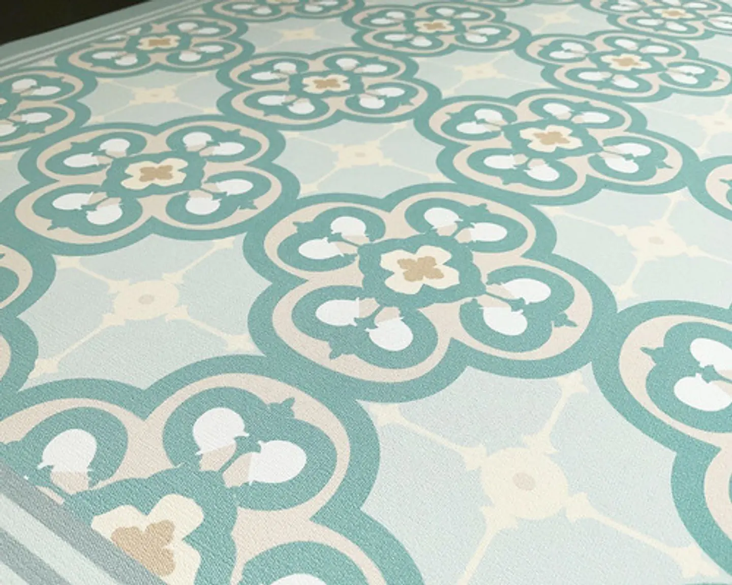 Alfombra Vinílica De Baño - Flor Árabe Turquesa 40x60cm 4