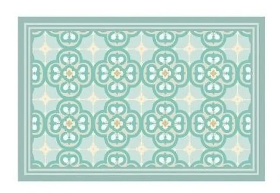Alfombra Vinílica De Baño - Flor Árabe Turquesa 40x60cm 8