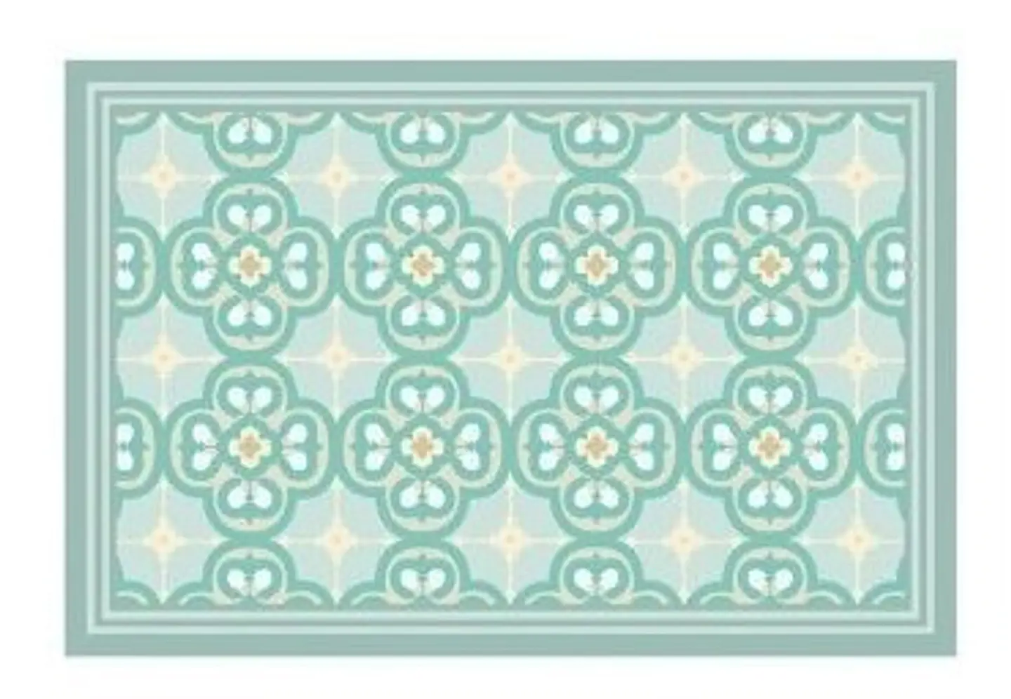 Alfombra Vinílica De Baño - Flor Árabe Turquesa 40x60cm 9