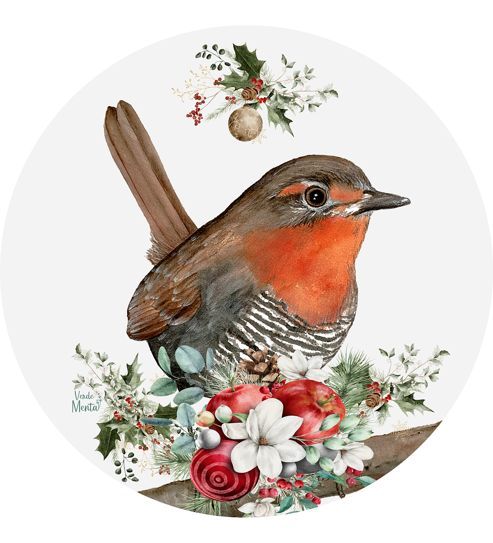 Set 6 individuales Navidad Chucao Blanco Redondo 37 x 37 cm