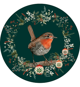 Set 6 individuales Navidad Chucao Verde Redondo 37 x 37 cm