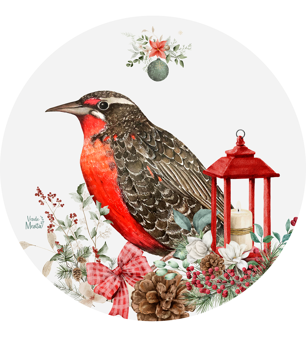 Set 6 individuales Navidad Loica Blanco Redondo 37 x 37 cm