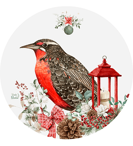 Set 6 individuales Navidad Loica Blanco Redondo 37 x 37 cm