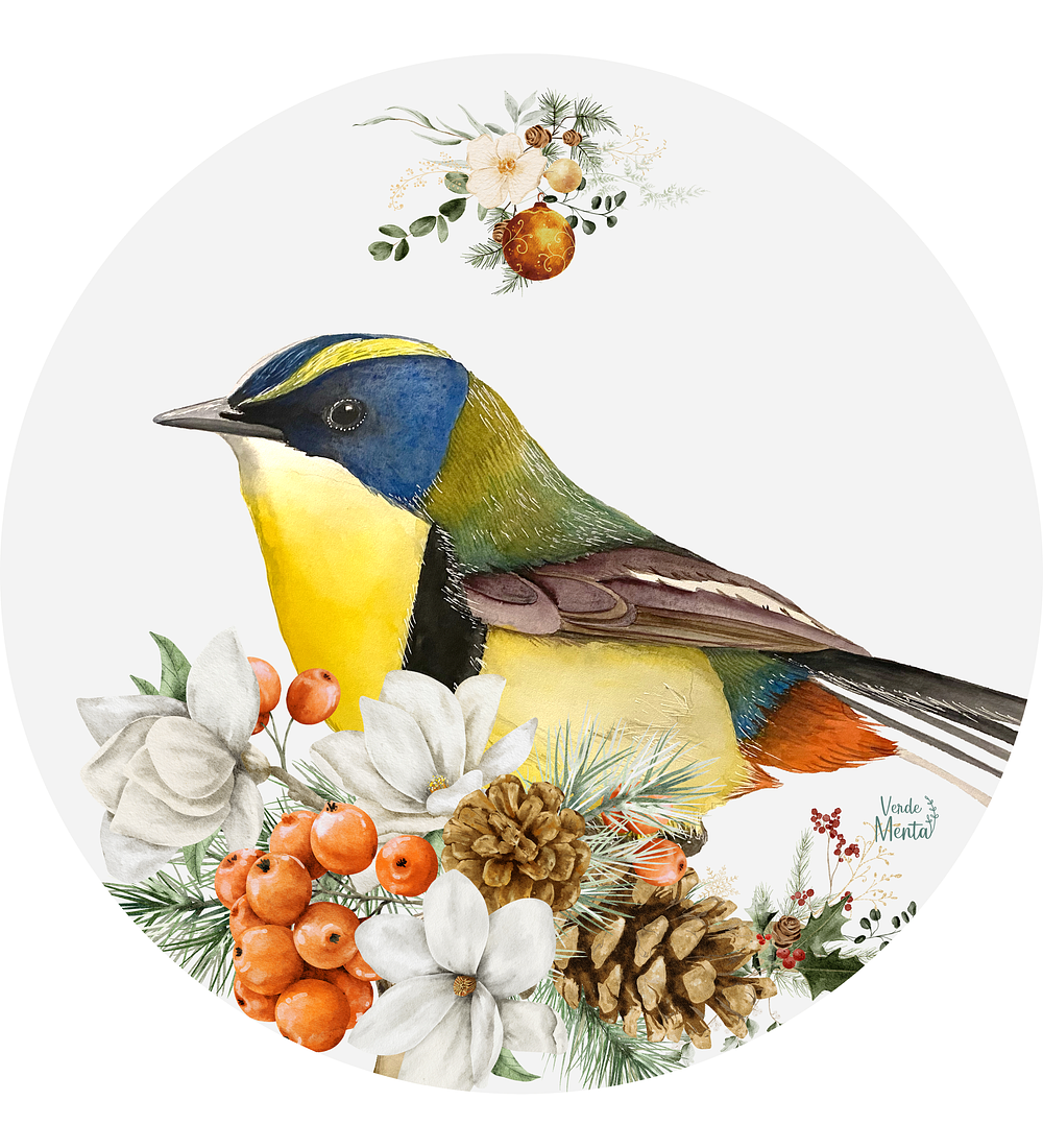 Set 6 individuales Navidad Siete Colores Blanco Redondo 37 x 37 cm