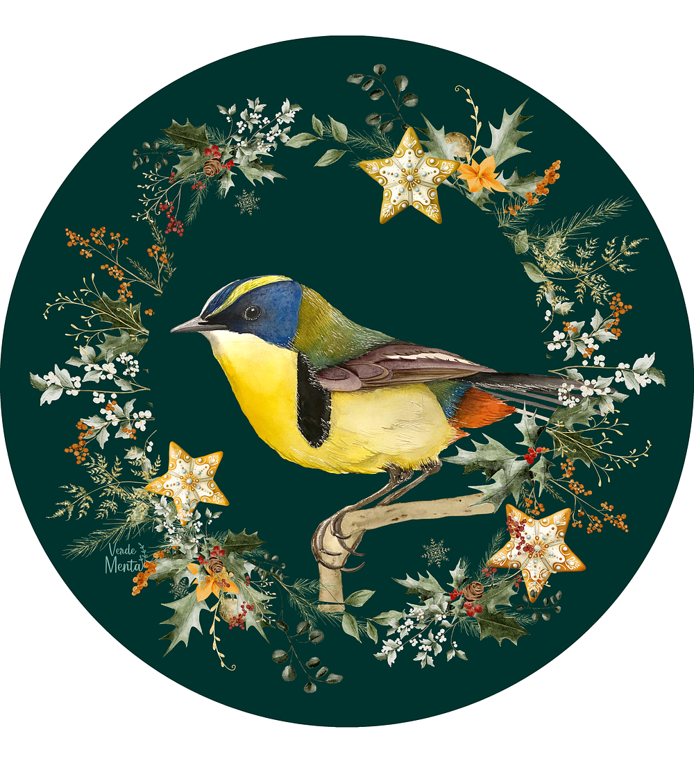 Set 6 individuales Navidad Siete Colores Verde Redondo 37 x 37 cm