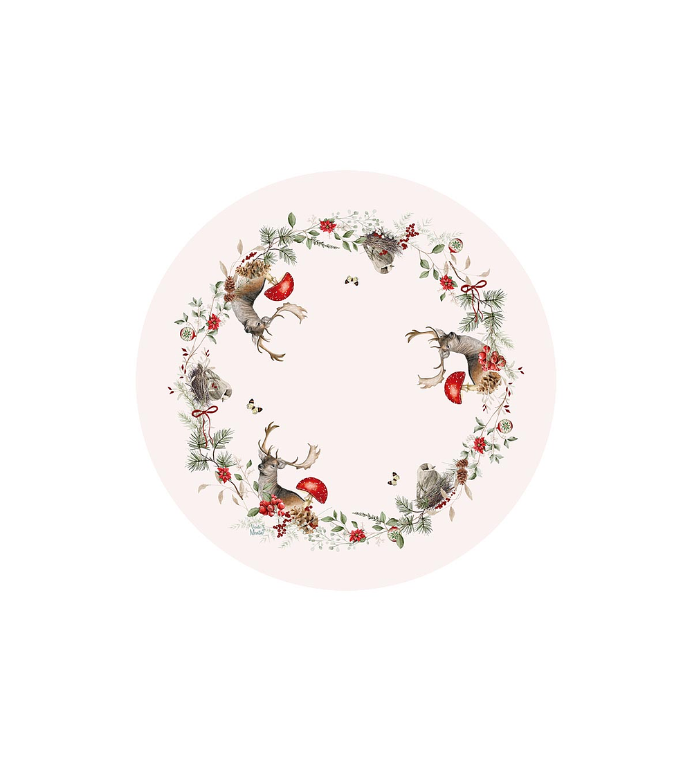 Set 2 Centro de Mesa Navidad Ciervos y Amanitas 60 x 60 cm