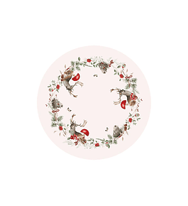 Set 2 Centro de Mesa Navidad Ciervos y Amanitas 60 x 60 cm