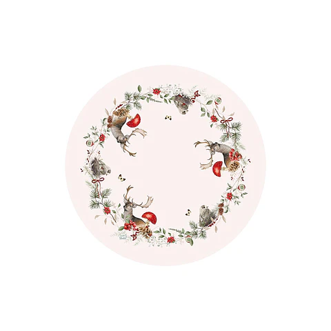 Set 2 Centro de Mesa Navidad Ciervos y Amanitas 60 x 60 cm