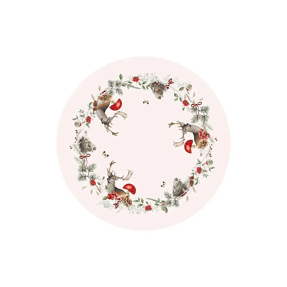 Set 2 Centro de Mesa Navidad Ciervos y Amanitas 60 x 60 cm 1