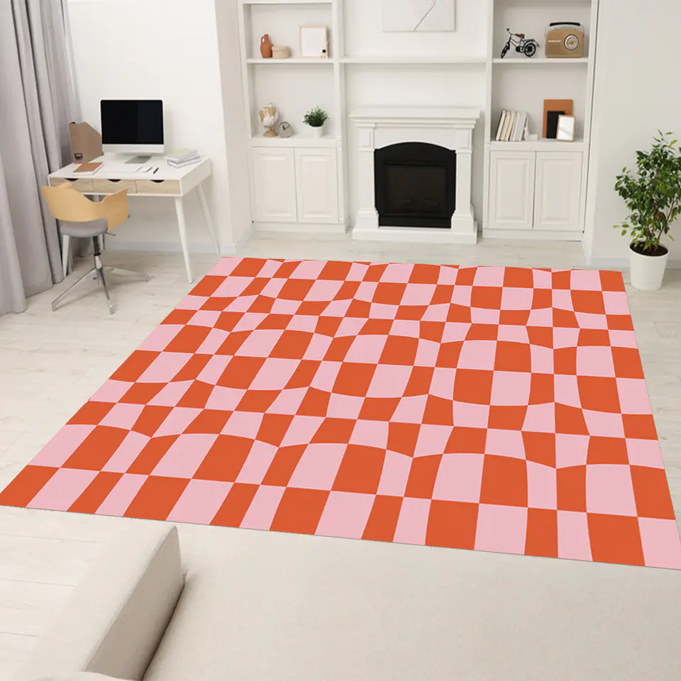 Alfombra San Valentin Cuadros Naranja 4