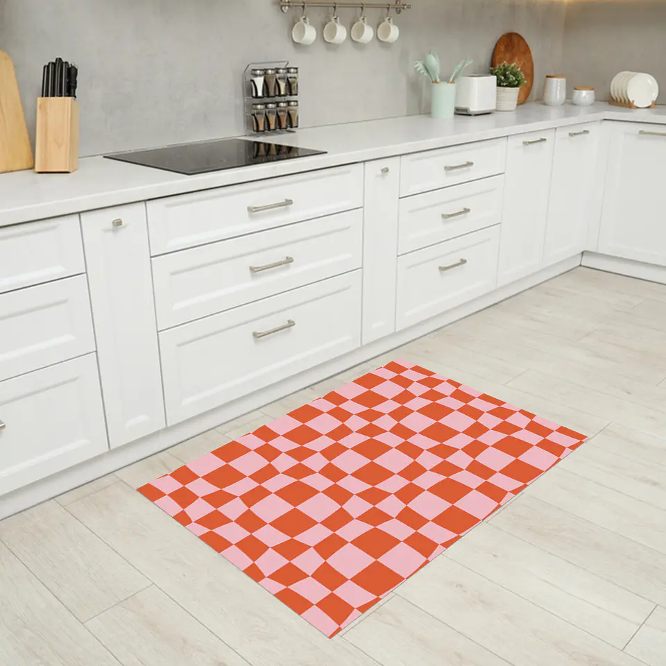 Alfombra San Valentin Cuadros Naranja 5