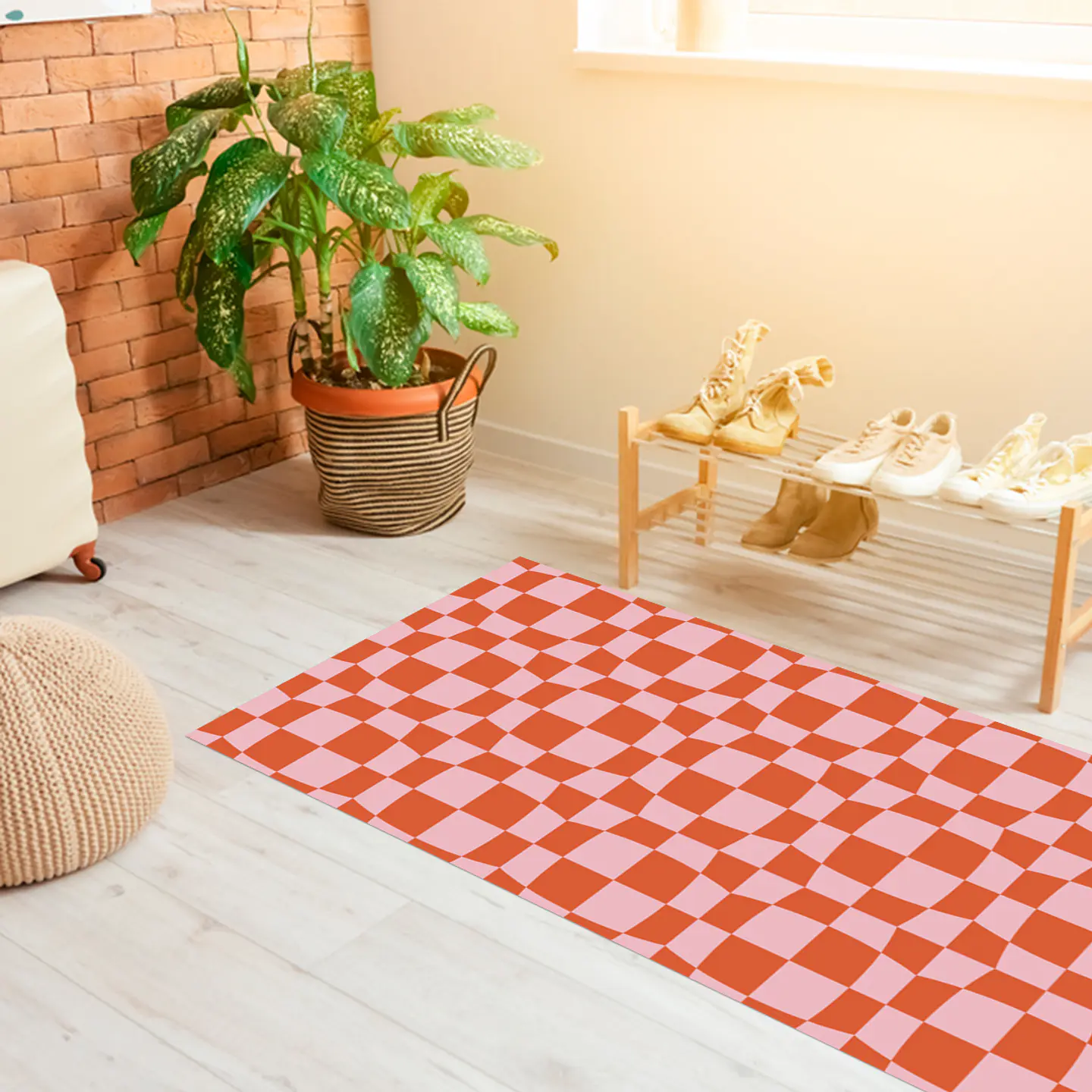 Alfombra San Valentin Cuadros Naranja 6
