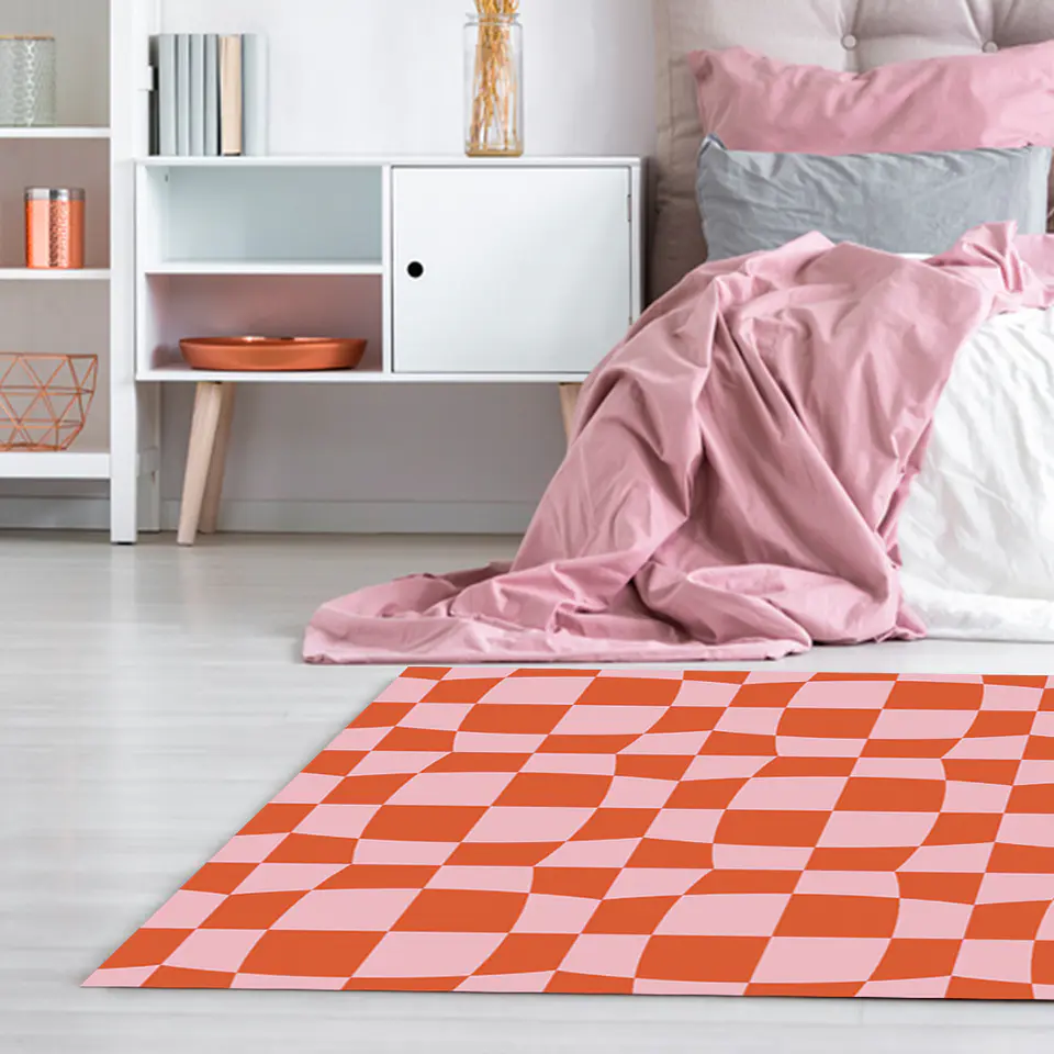 Alfombra San Valentin Cuadros Naranja 7
