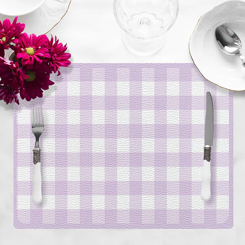Set de 4 individuales 42x32 San Valentin Gingham Lila