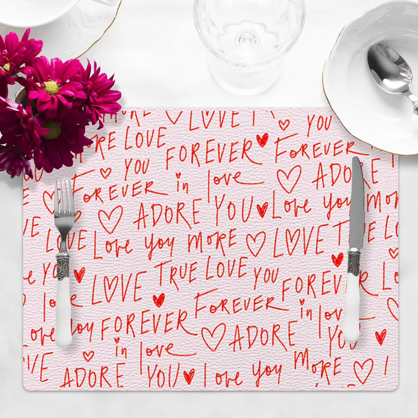 Set de 4 individuales 42x32 San Valentin Forever 2