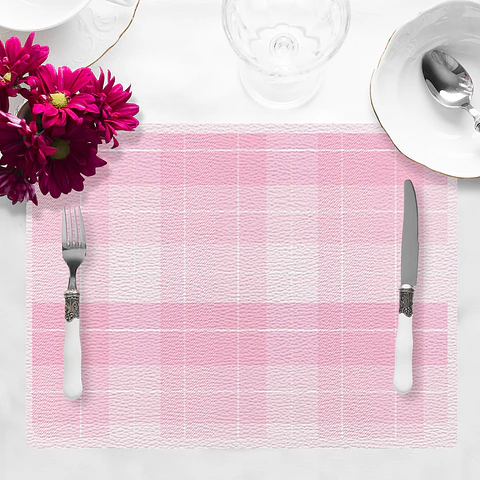 Set de 4 individuales 42x32 San Valentin Gingham Rosa