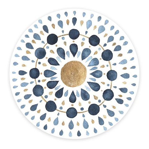 Set 6 Individuales Mandala Acuarela Blue Redondo
