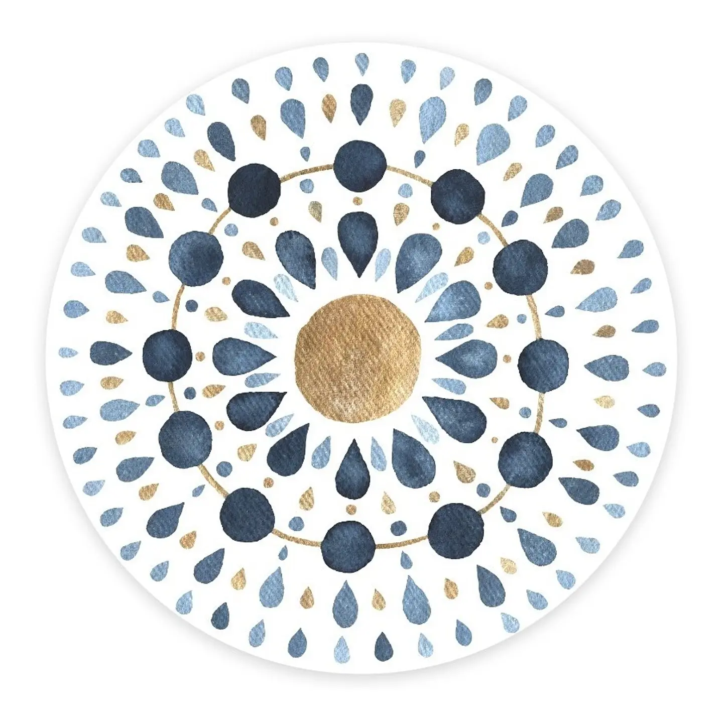 Set 6 Individuales Mandala Acuarela Blue Redondo 1