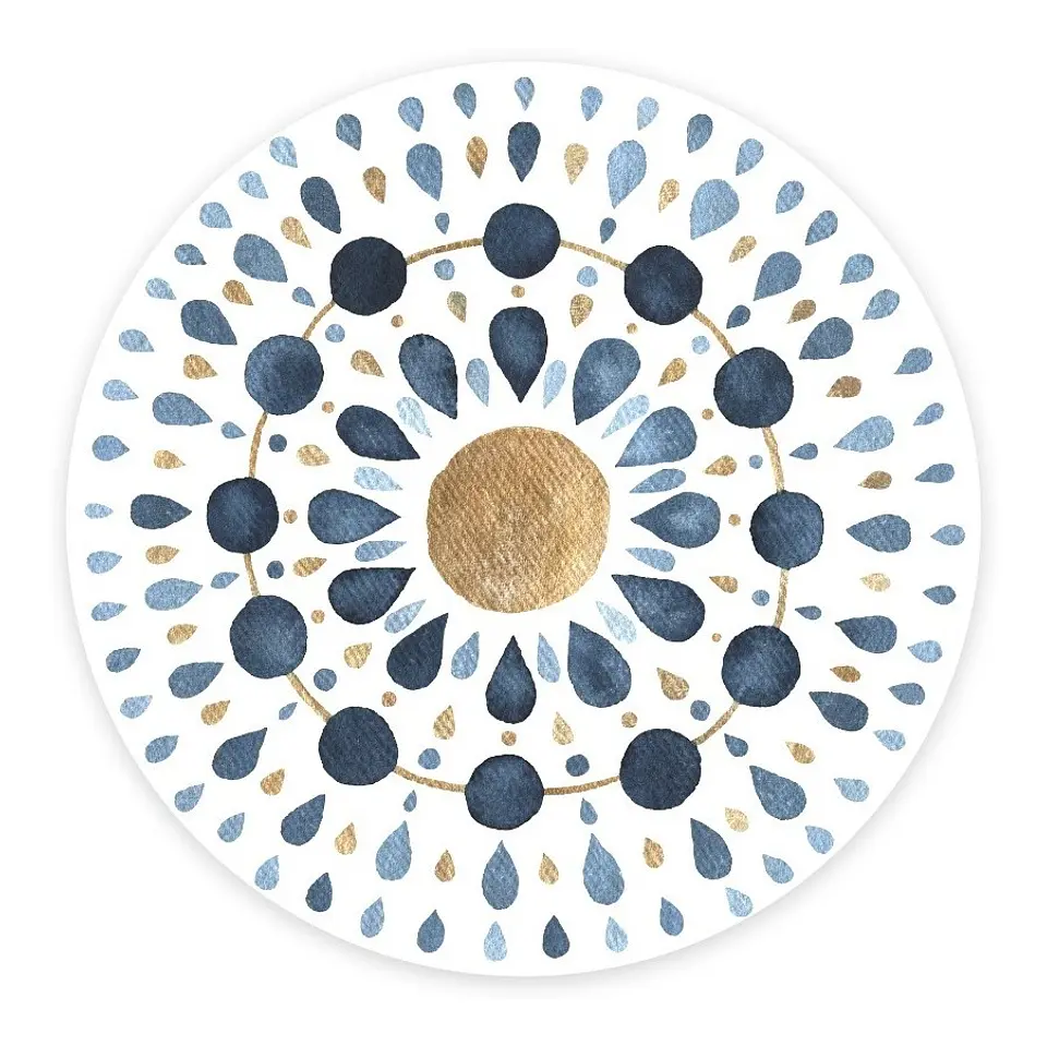 Set 6 Individuales Mandala Acuarela Blue Redondo 1