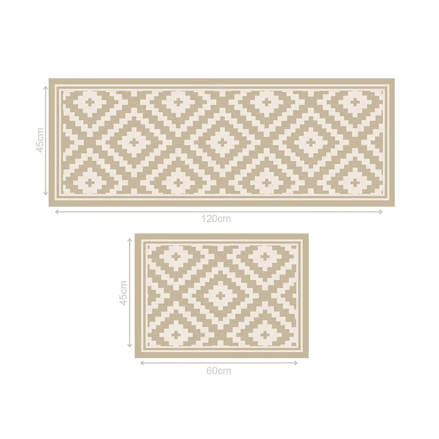 Set 2 Alfombras de Cocina Ultra Delgada Rombo Arena 6