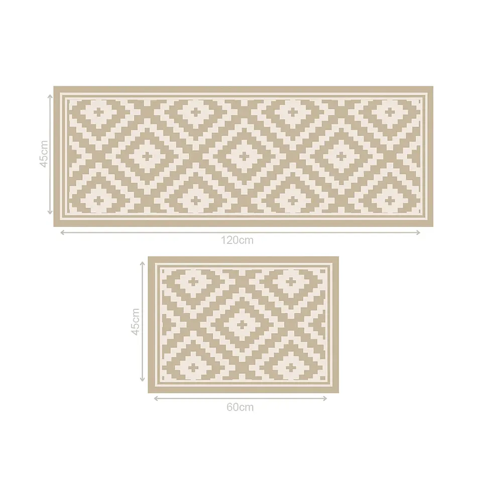 Set 2 Alfombras de Cocina Ultra Delgada Rombo Arena 6