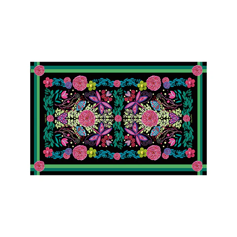 Alfombra Jardin Botanico En Negro 140X220 