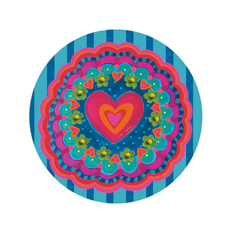Set 6 Individuales Corazon contento celeste 37cm