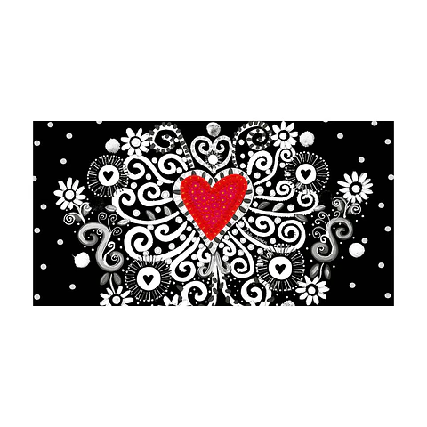 Alfombra Corazon Rojo Bn 70X140
