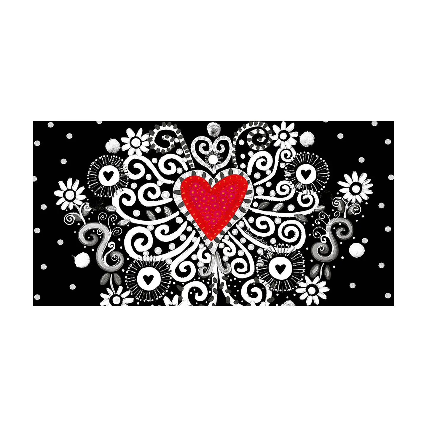 Alfombra Corazon Rojo Bn 70X140 1