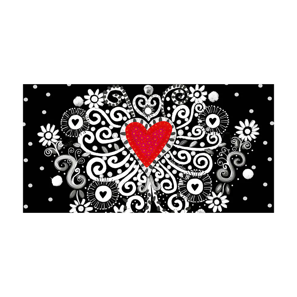 Alfombra Corazon Rojo Bn 70X140 1