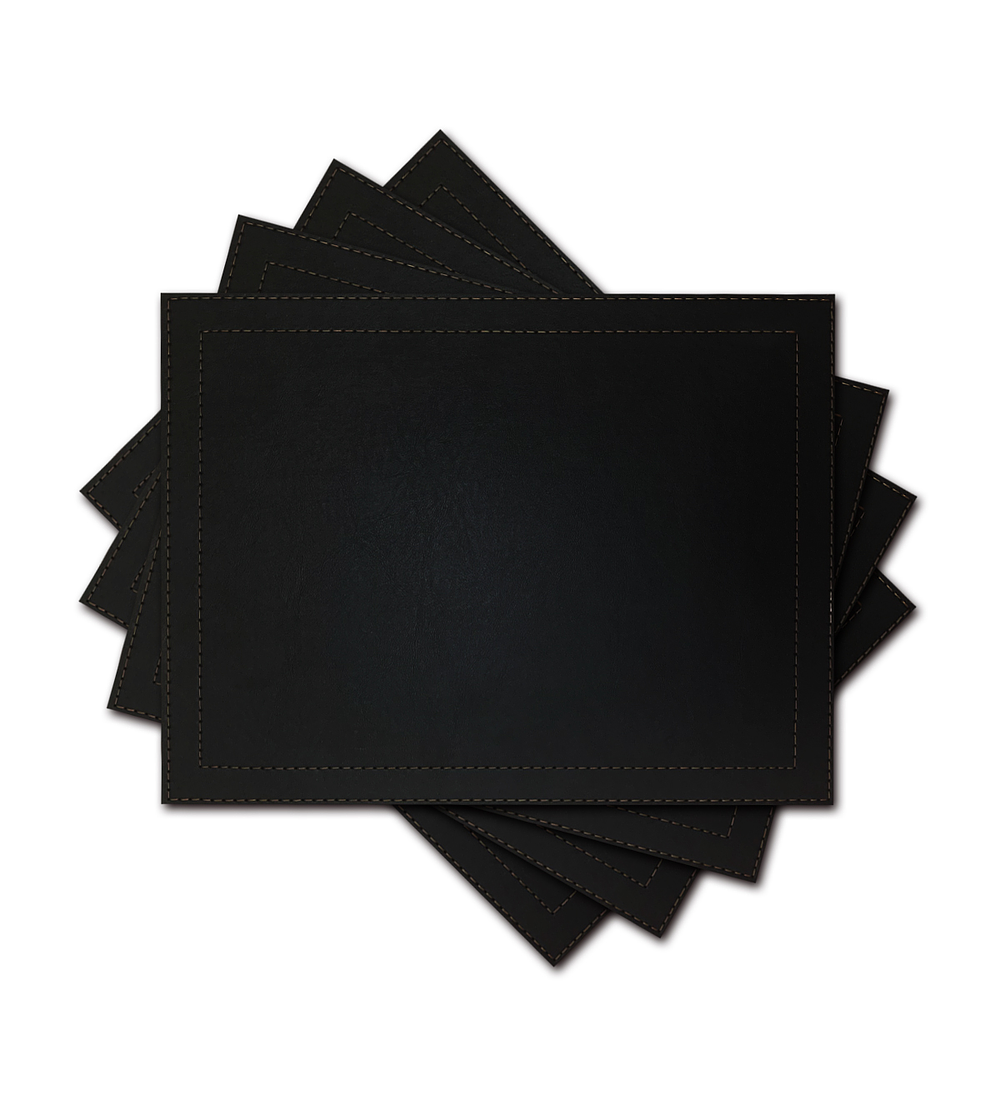 Set 4 Individuales Luxe Negro Rectangular 