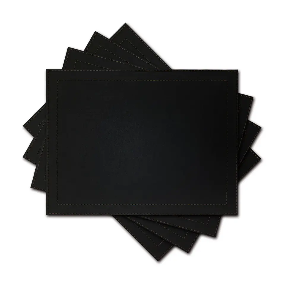 Set 4 Individuales Luxe Negro Rectangular  1
