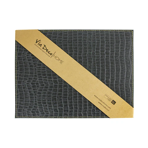 Set 4 Individuales Exotic BigCroco Negro