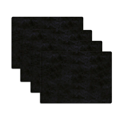 Set 4 Individuales Vegan Leather Negro Rectangular 